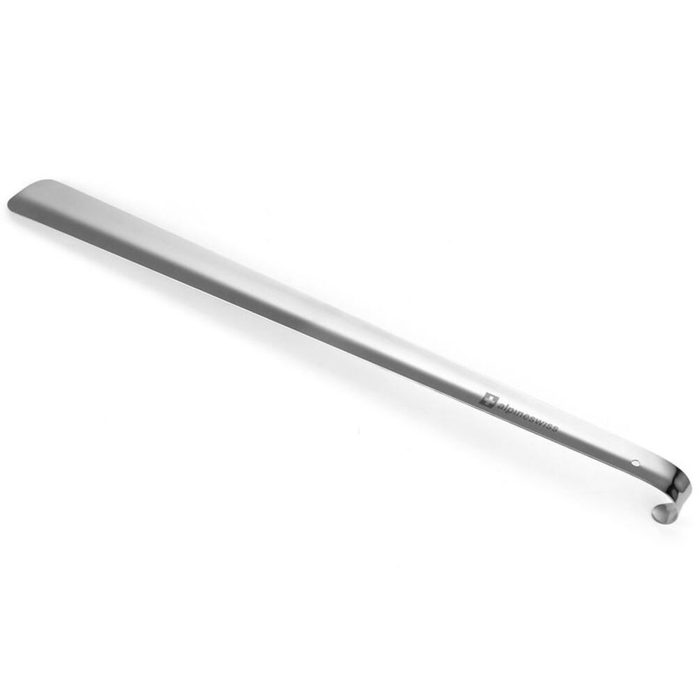 Alpine Swiss Metal Shoe Horn Long Handle 20” or 16” Shoe Helper Steel Shoehorn